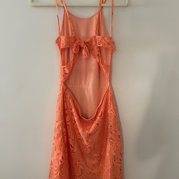 FOR LOVE & LEMONS Orange Lace Tie Back Mini Dress - Picture 16 of 16